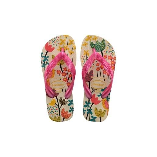 Chinelo Havaiana Kids Flores Bege/rosa 29/0