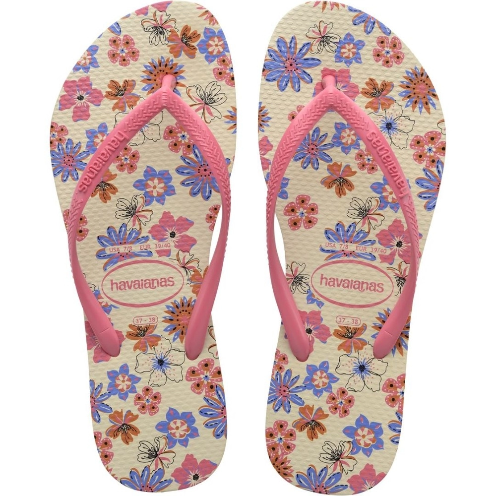 7010200 Sandalias Havaianas Slim Romance Gd F0 Sandalias Havaianas Slim Romance Cf Bege Palha/rosa