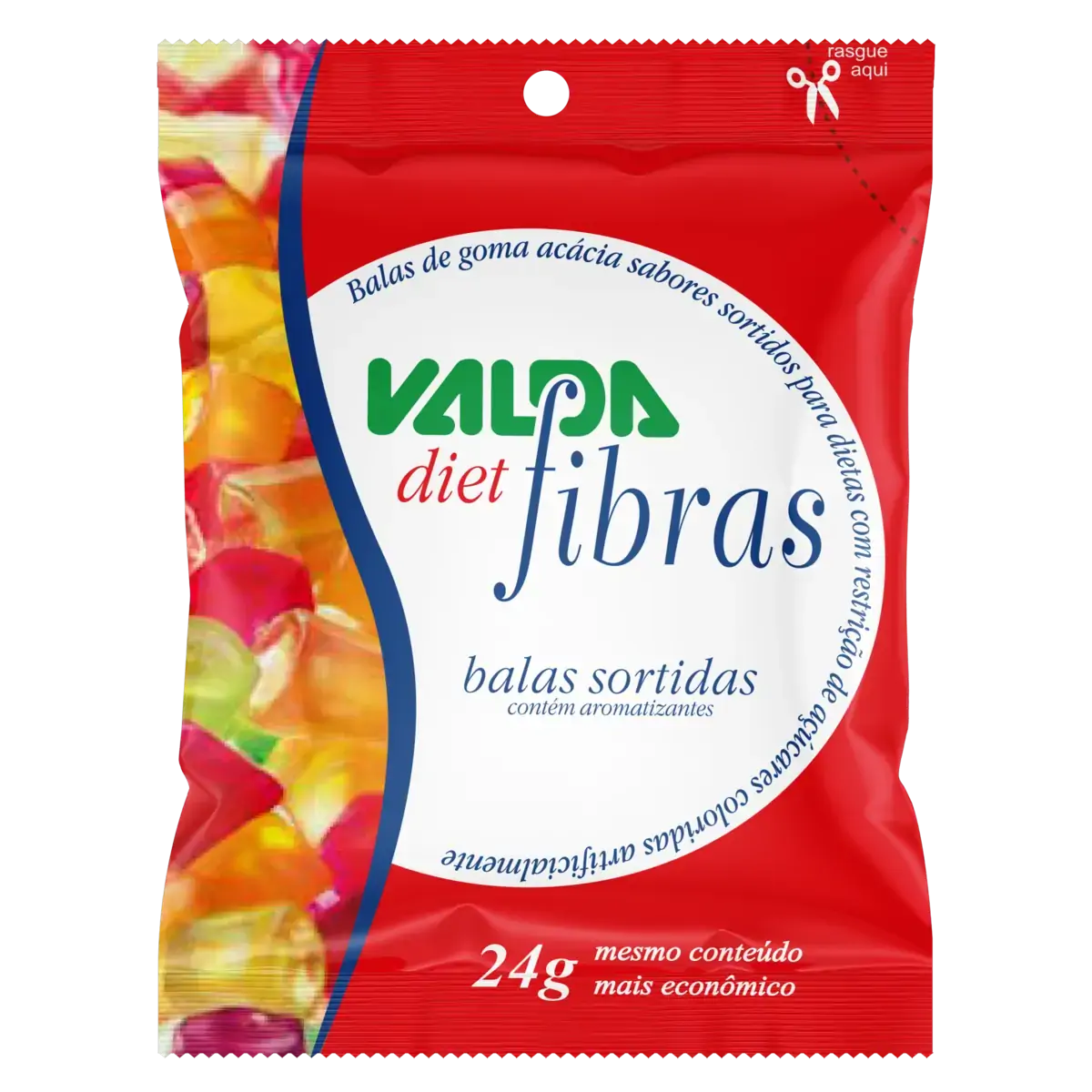 Bala De Goma Sortida Diet Valda Fibras Pacote 24g