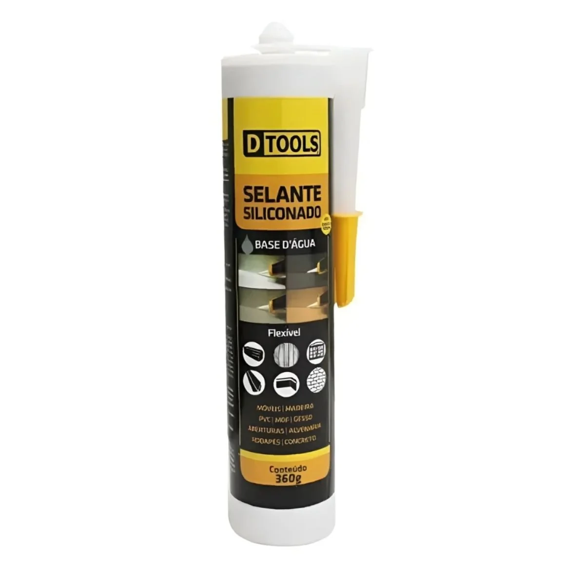 Selante Siliconado Alta Adesão Preto 360g Dtools