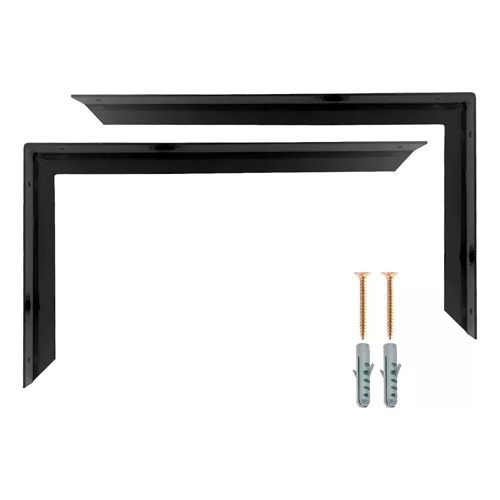 Kit 2 Suporte Mão Francesa Reforçada Preto 50cm + Parafusos