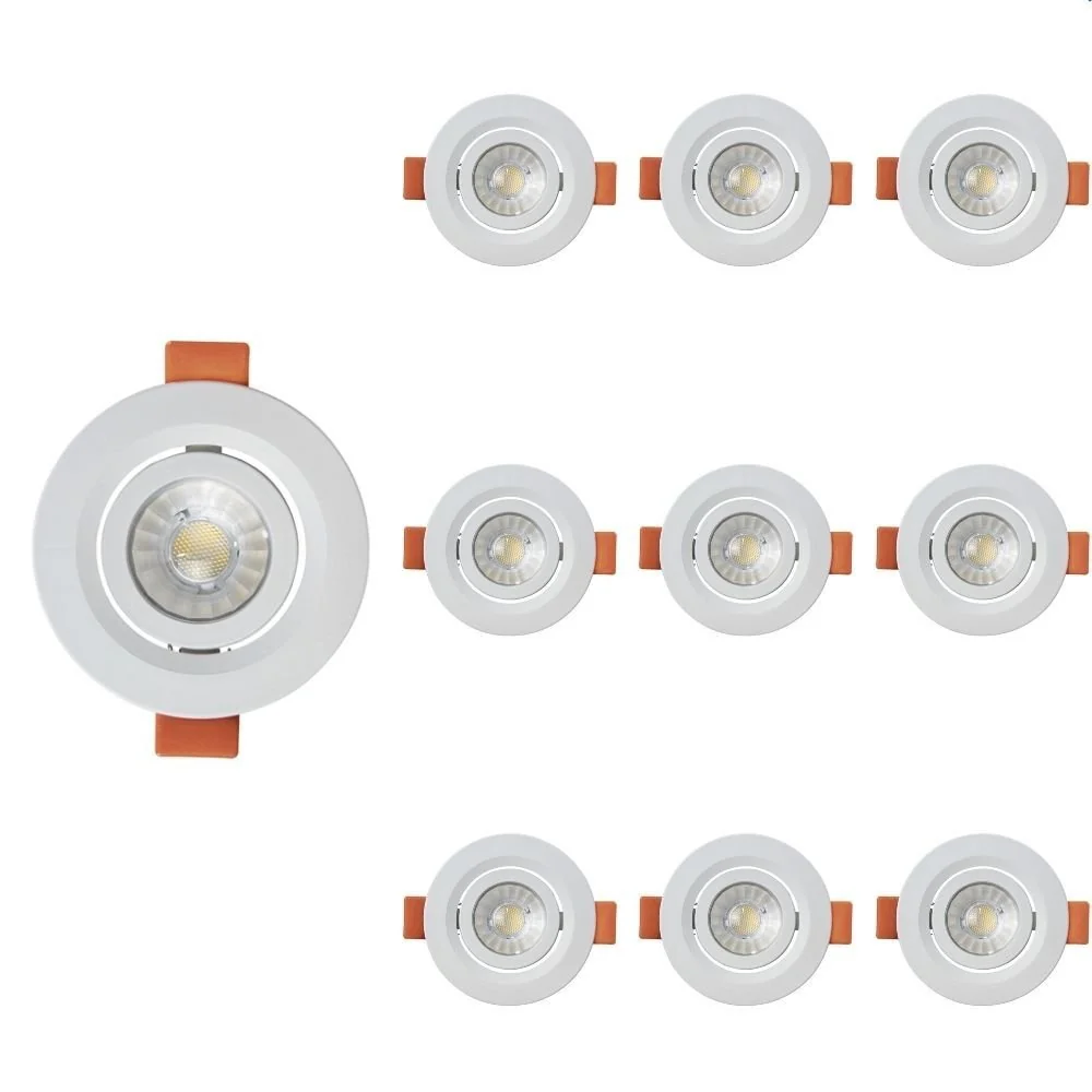 10 Spot De Led Blumenau Slim Redondo 3w Bivolt 6500k Luz Branca