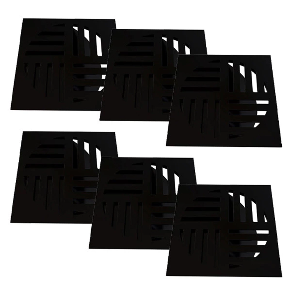 Kit 6 Ralo Grelha Quadrada Com Fecho Automático Preto 15cm
