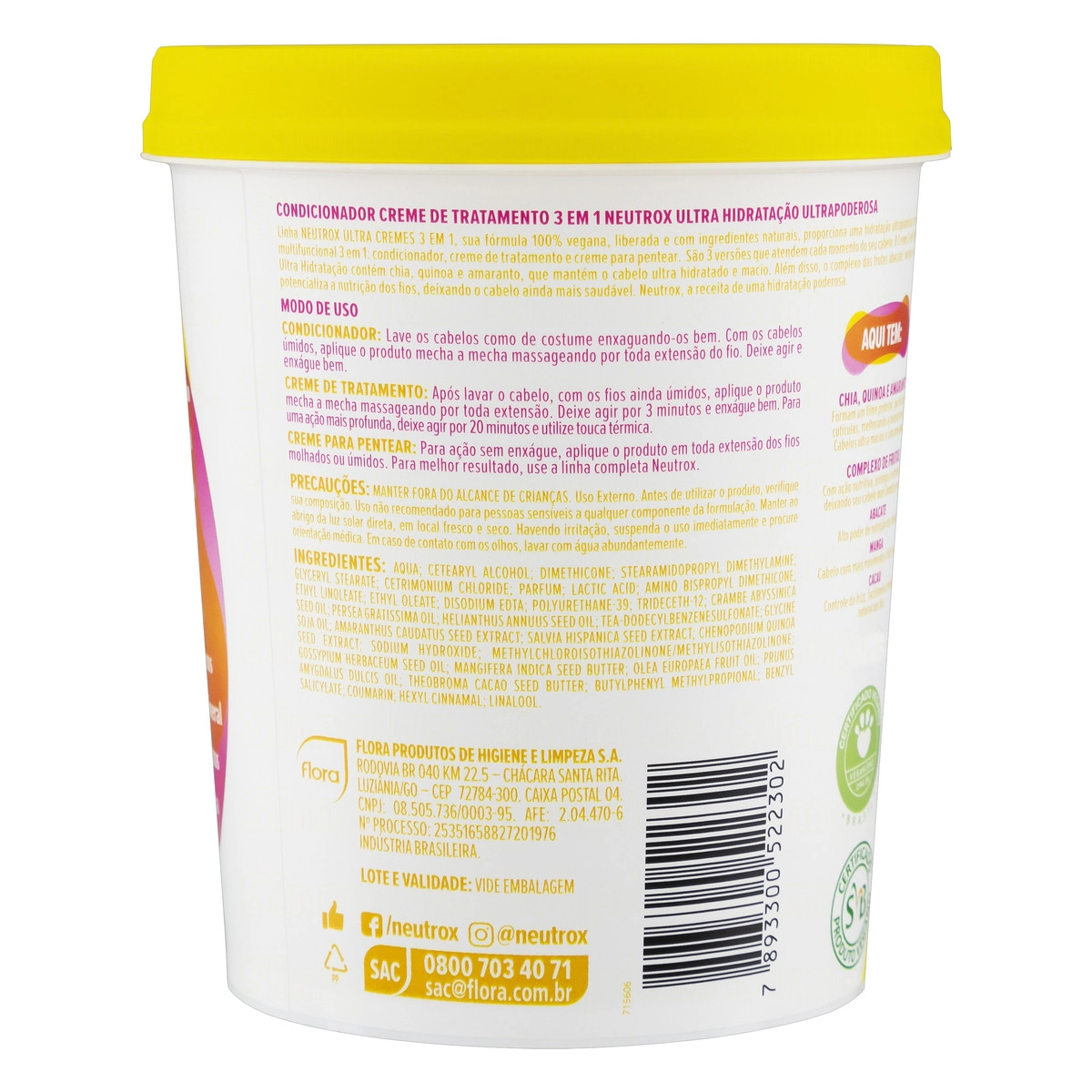 Creme Multifuncional 3 Em 1 Neutrox Hidratação Ultrapoderosa Pote 900g