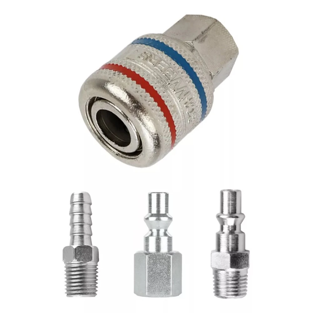 Kit Engate Rápido De Ar Rosca Fêmea + 3 Pinos Crômado 1/4