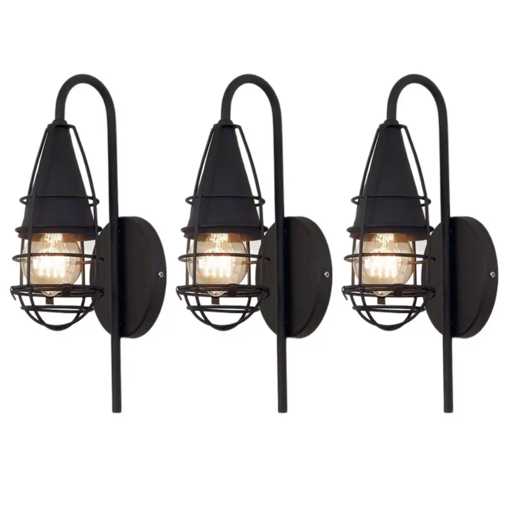 Kit 3 Luminárias Arandela Parede Vintage Retrô Aramada 5509 Preto