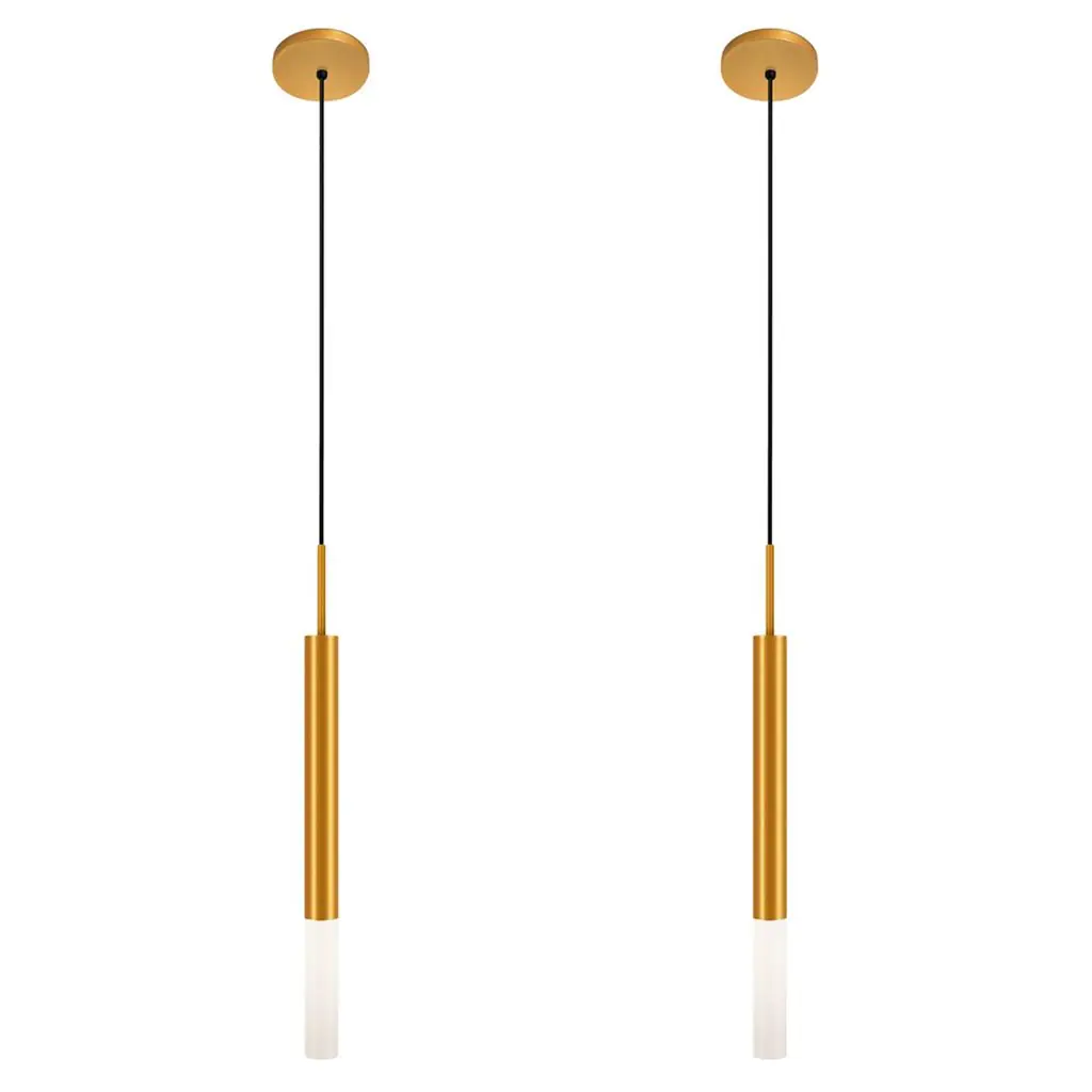 Kit 2 Luminárias De Teto Pendente Tubo Difusor Sala Dourado