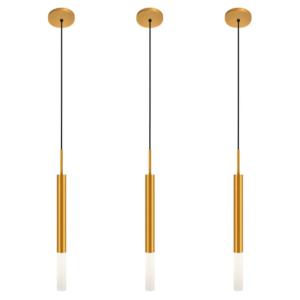 Kit 3 Luminárias De Teto Pendente Tubo Difusor Sala Dourado