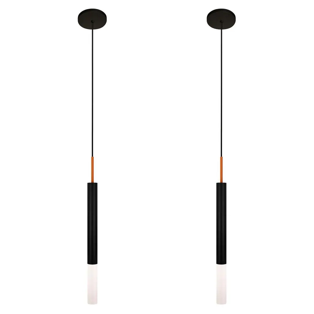Kit 2 Luminárias Teto Pendente Tubo Difusor Sala Preto Cobre