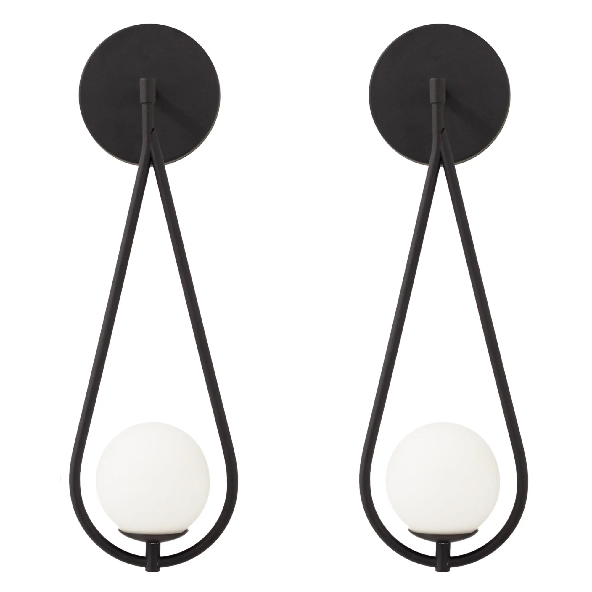 Kit 2 Luminárias Arandela Parede Gota Globo Vidro Sala Preto