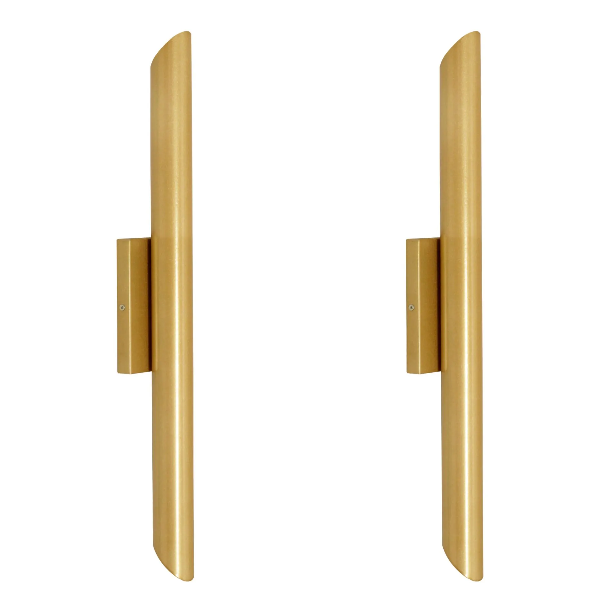 Kit 2 Arandela Parede Tubo Cilindro 2 Fachos Alumínio Dourado 50cm