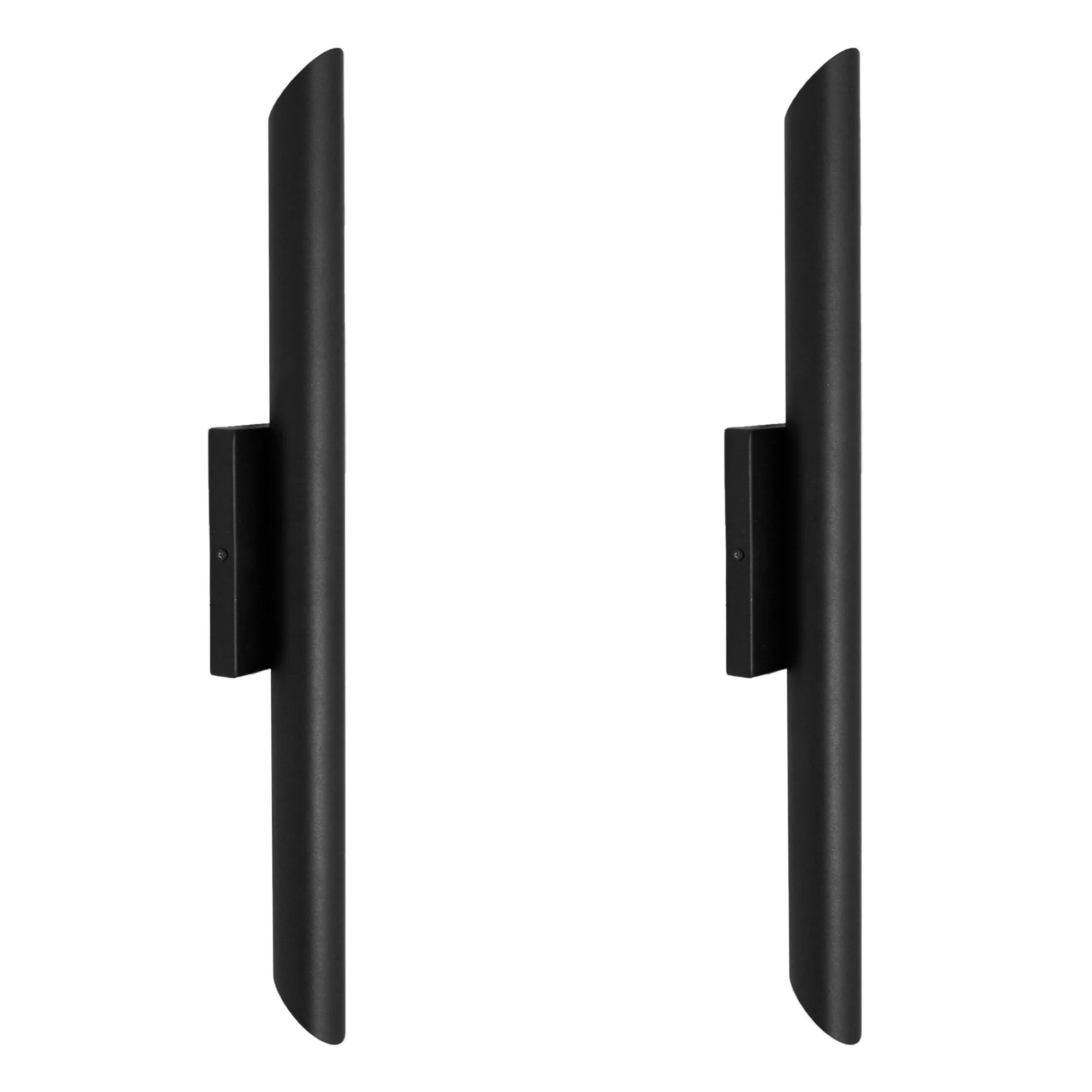 Kit 2 Arandela Parede Tubo Cilindro 2 Fachos Alumínio Preto 50cm