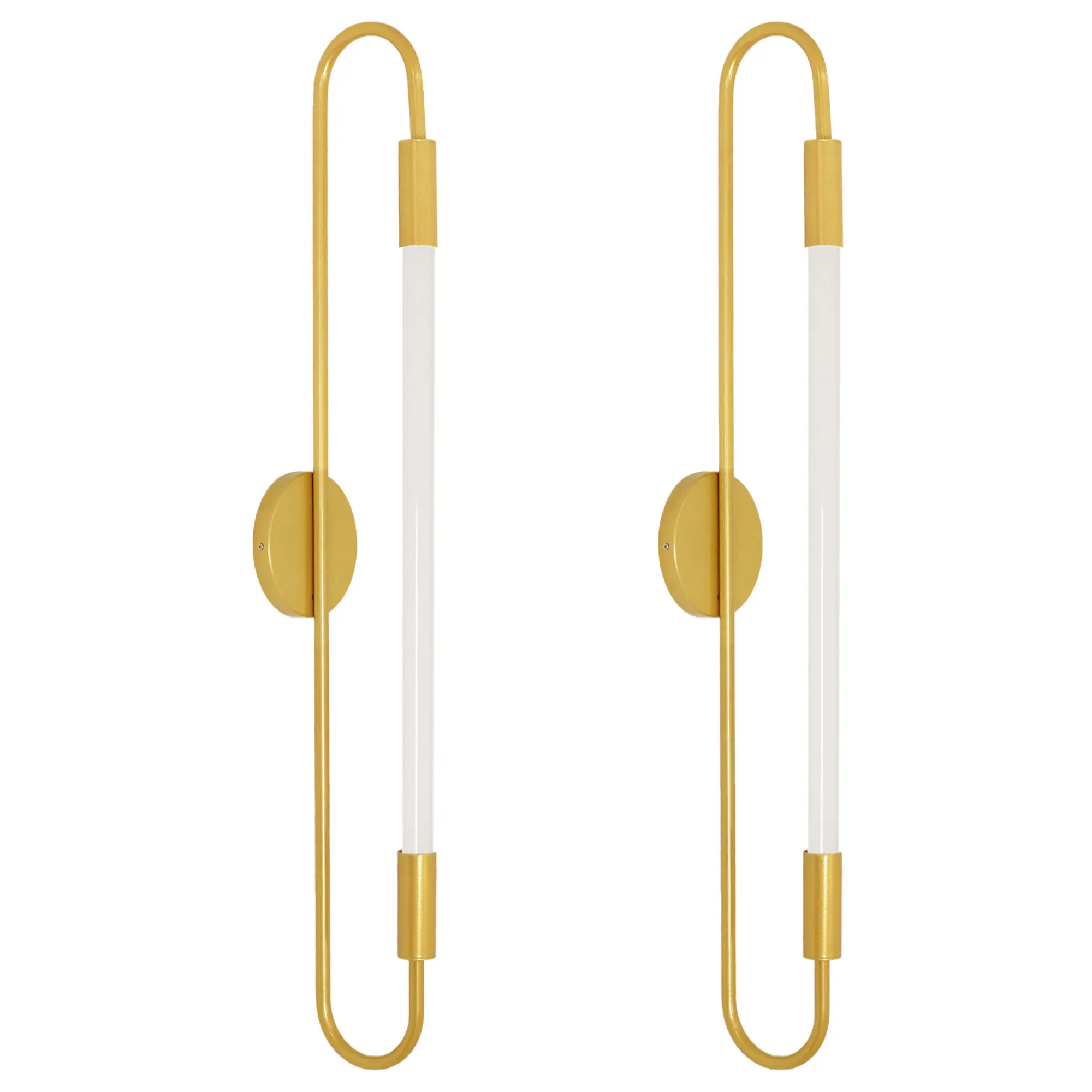 Kit 2 Arandelas Plafon Parede Teto Sabre Tubular Dourado T8