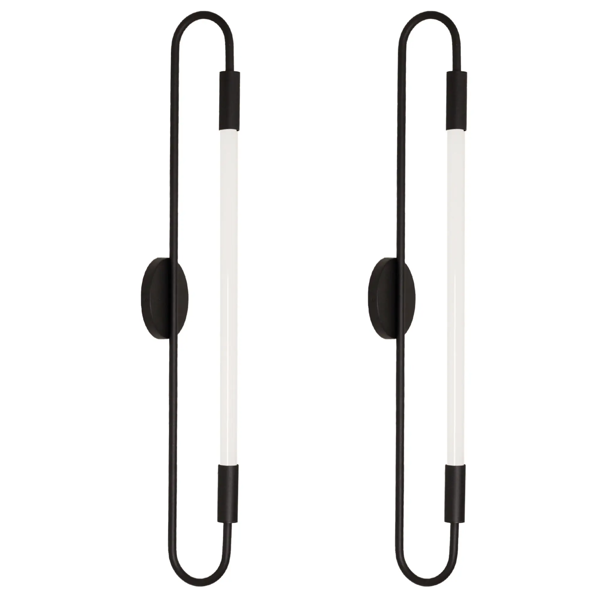 Kit 2 Arandelas Plafon Parede Teto Sabre Tubular Preto T8