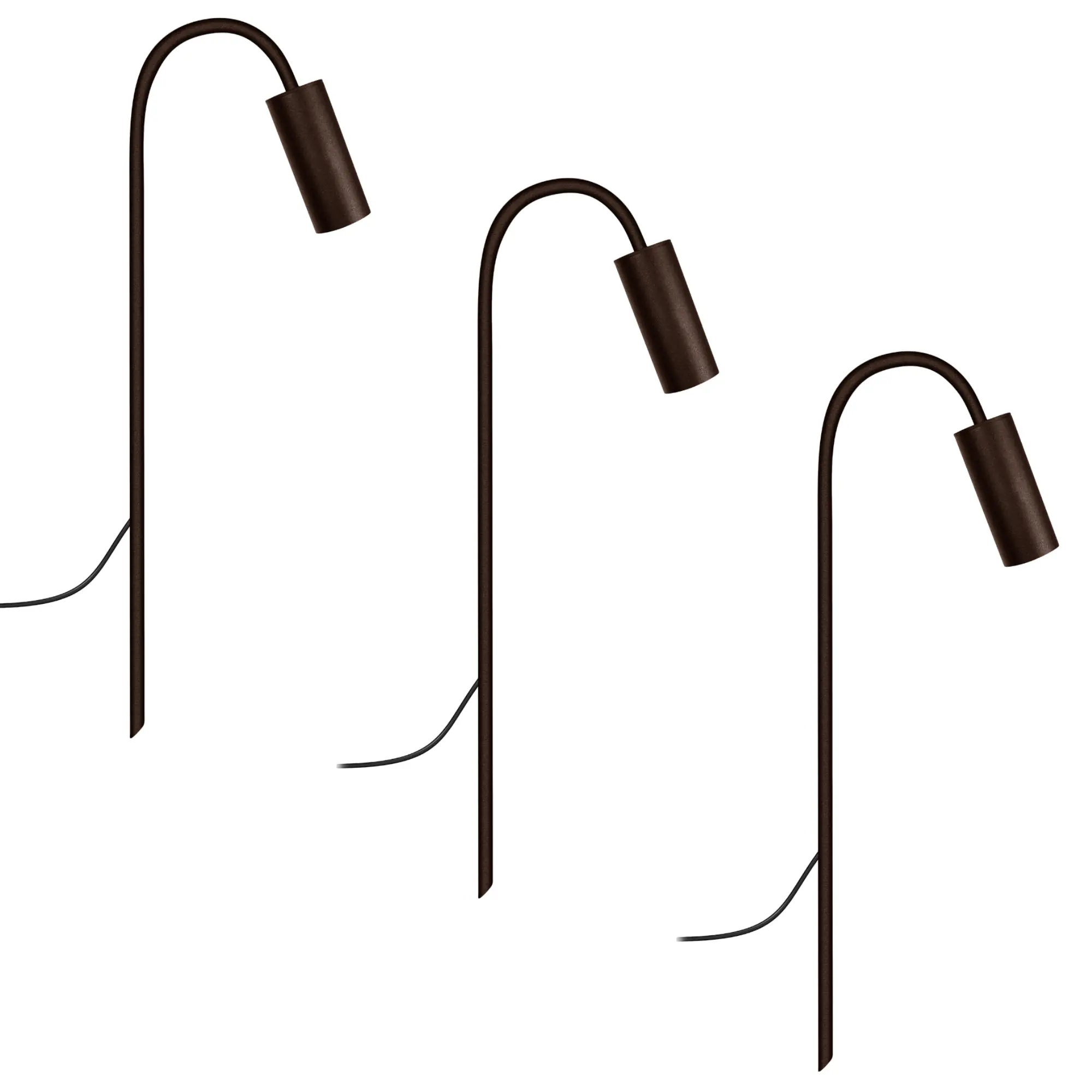 Kit 3 Luminárias Balizador Chão Jardim Escada Marrom 50cm