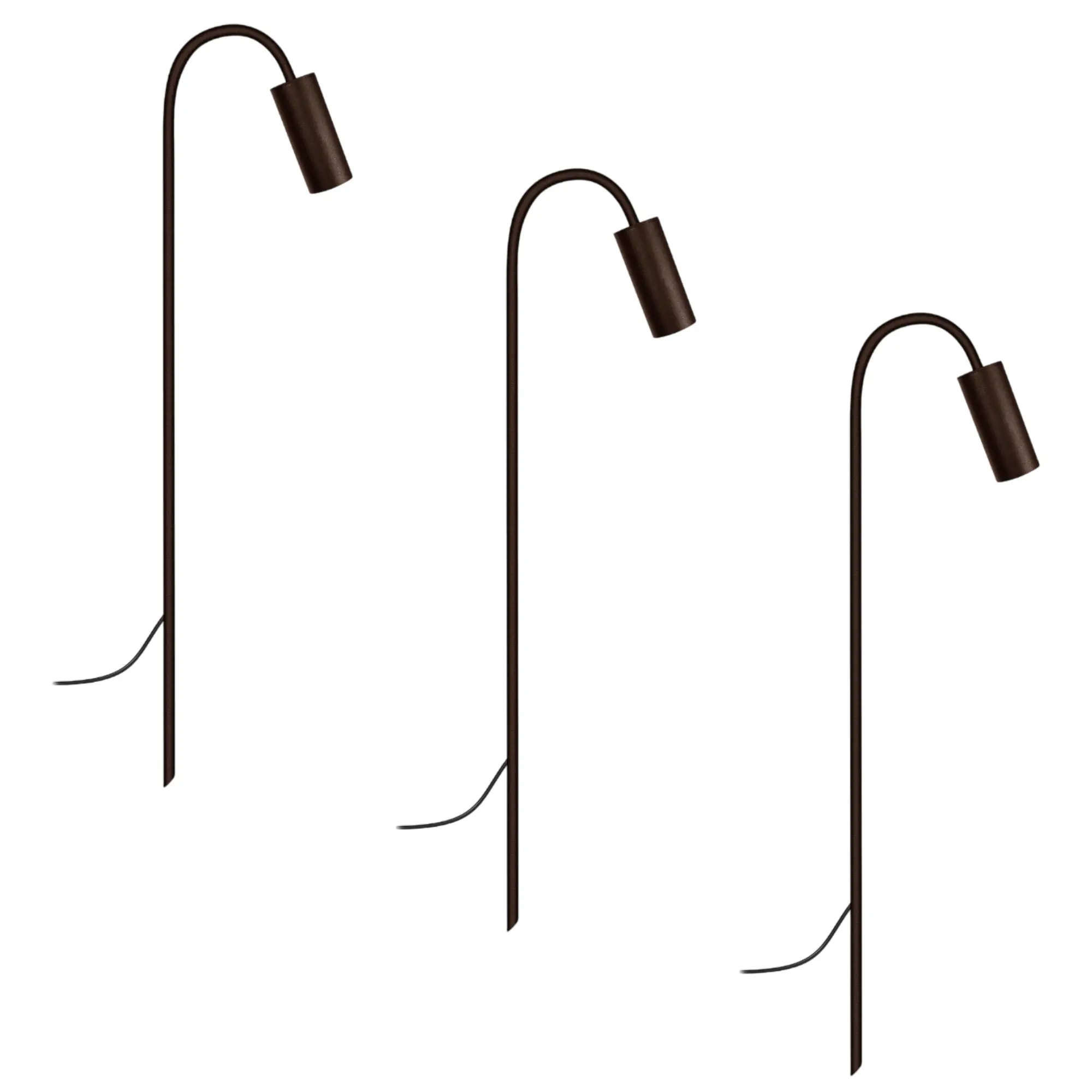 Kit 3 Luminárias De Chão Balizador Espeto Jardim Marrom 80cm