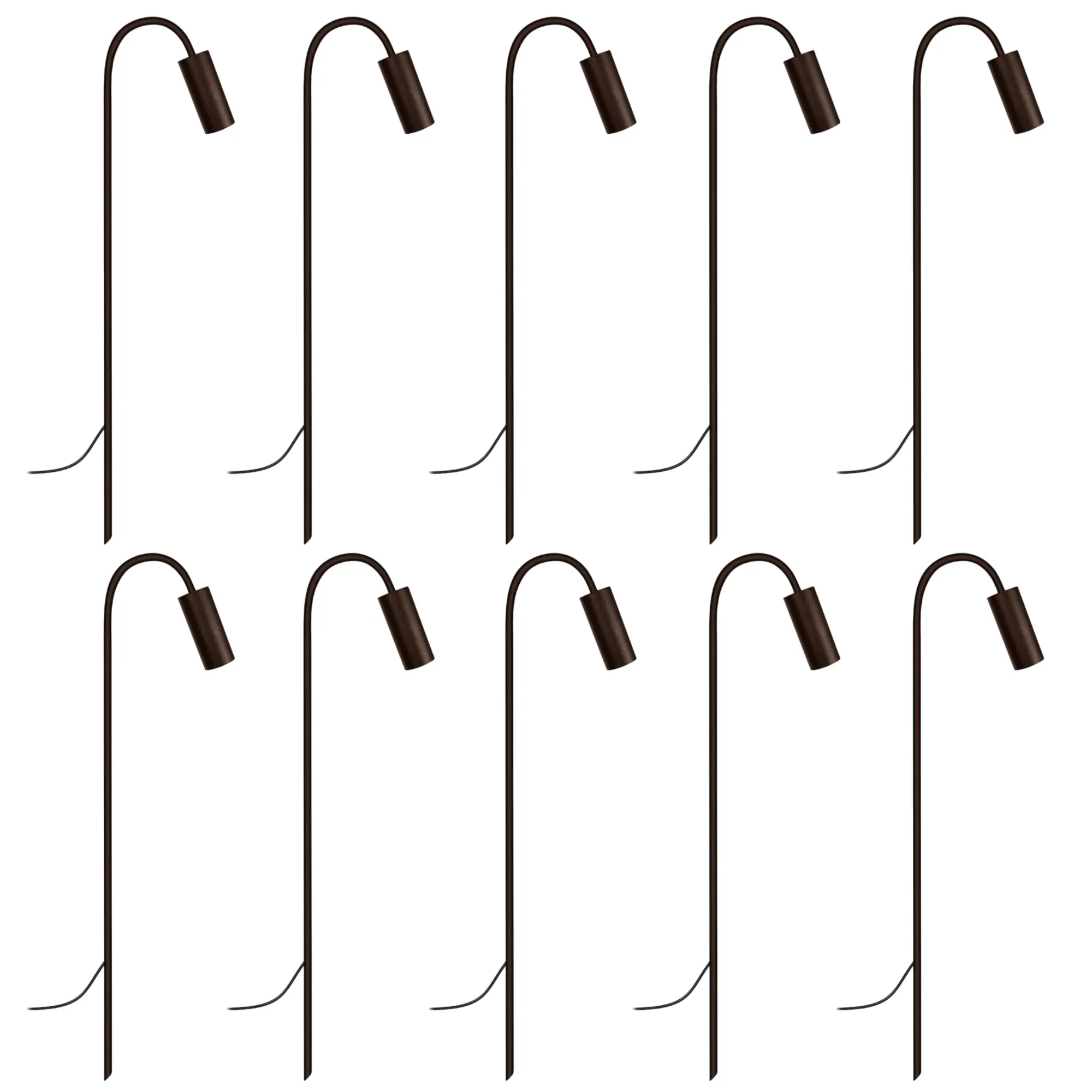 Kit 10 Luminárias Chão Balizador Espeto Jardim Marrom 80cm