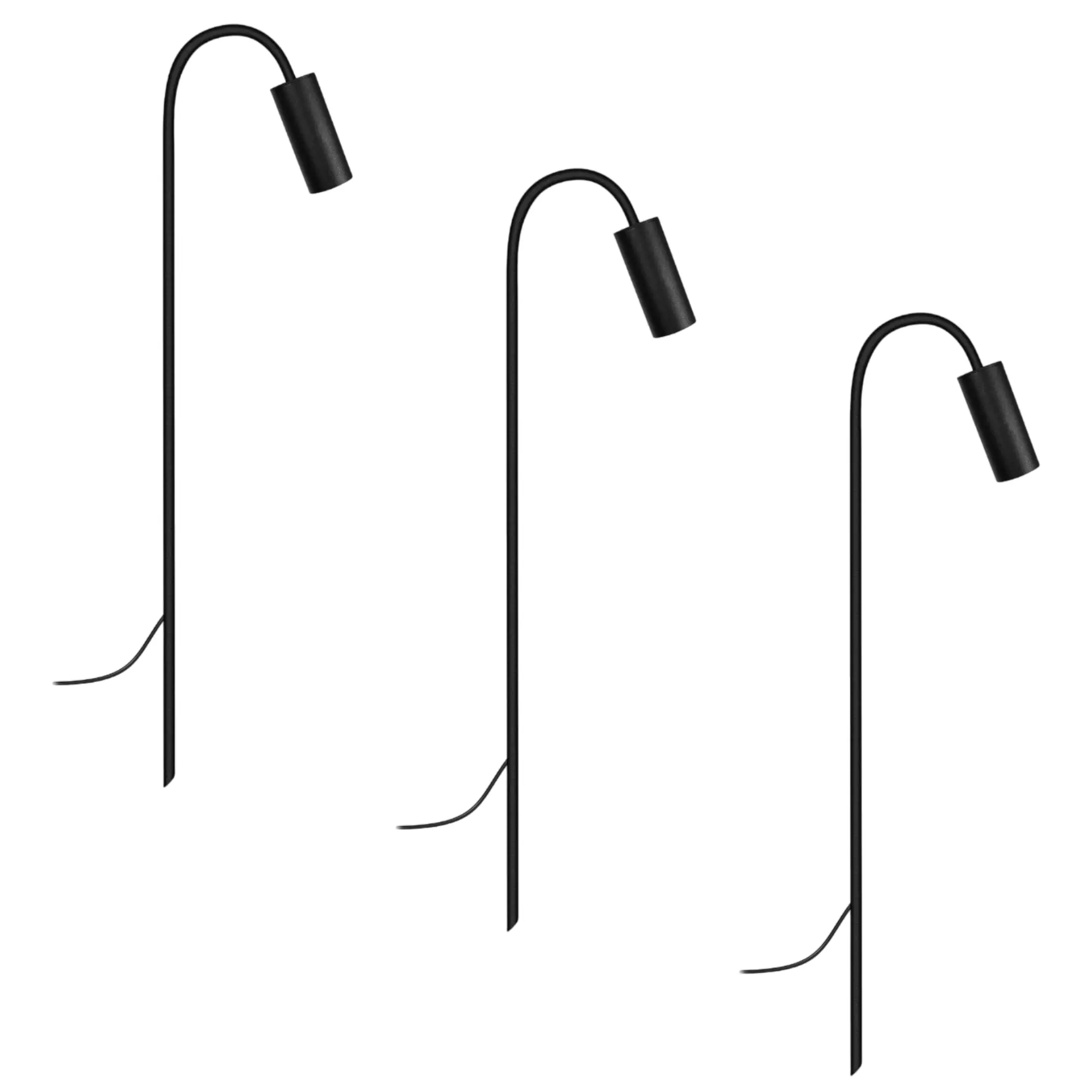 Kit 3 Luminárias De Chão Balizador Espeto Jardim Preto 80cm