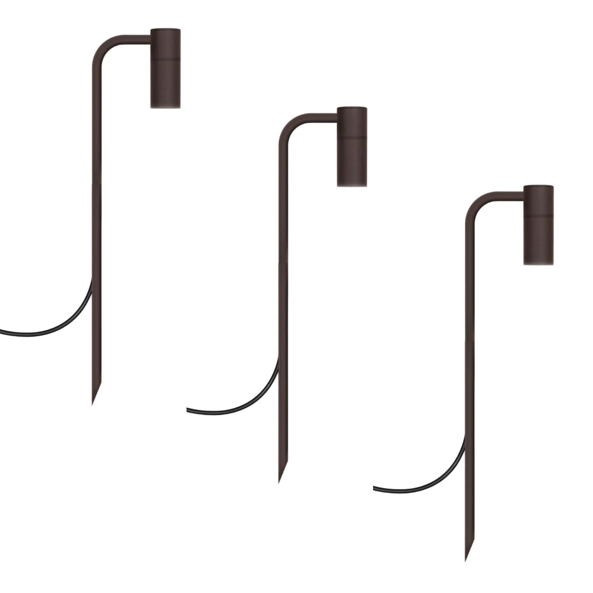 Kit 3 Espetos Balizadores De Jardim Escada Foco Marrom 50cm
