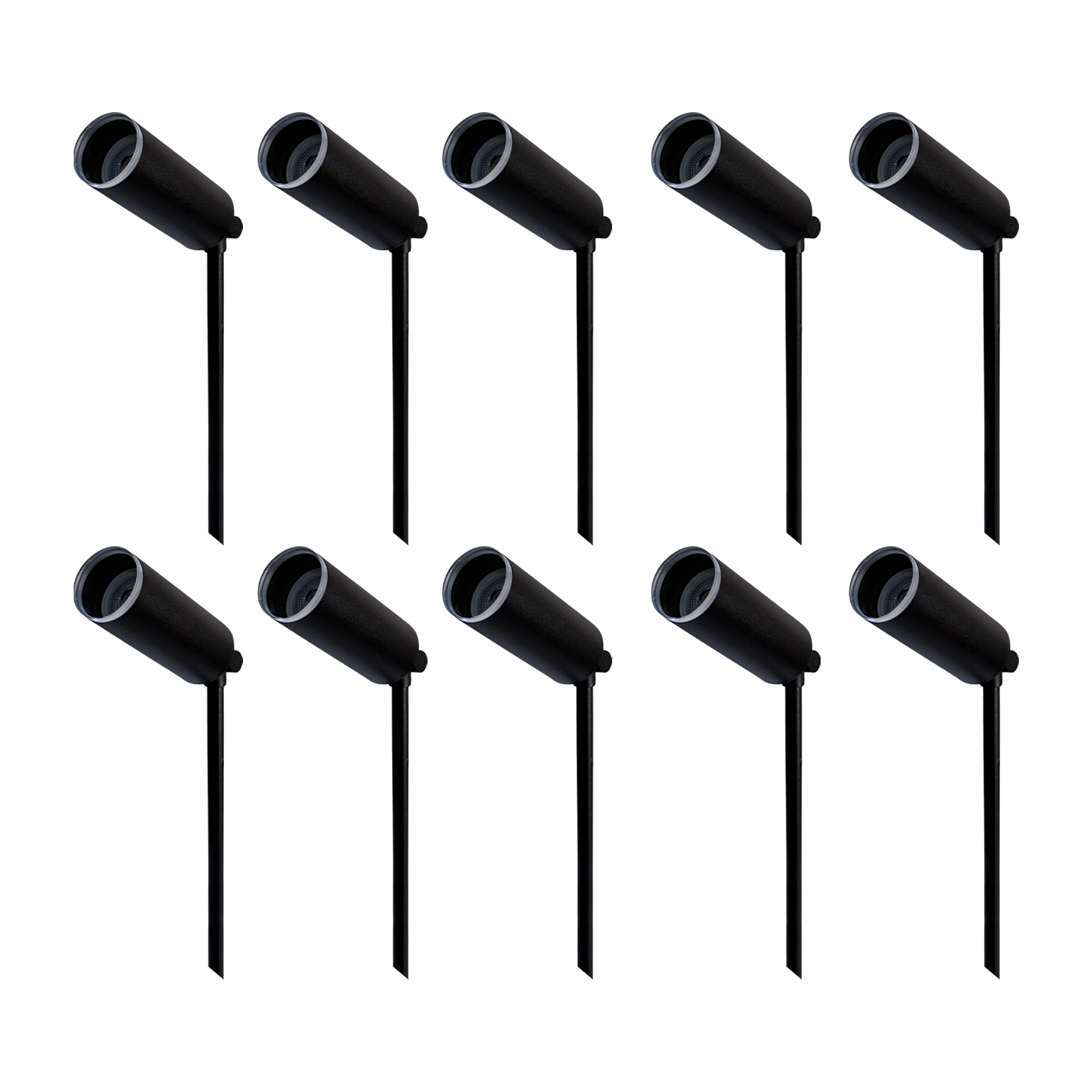 Kit 10 Luminárias Chão Espeto Jardim Escada Móvel Preto 30cm