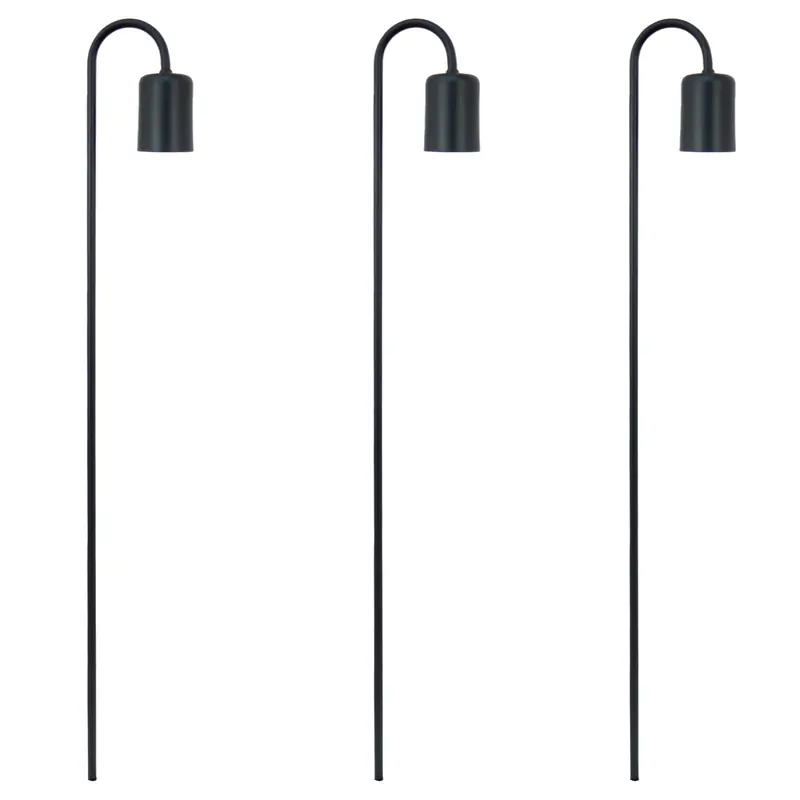 Kit 3 Luminárias Balizador Jardim Spot Curvo Gu10 Preto 75cm