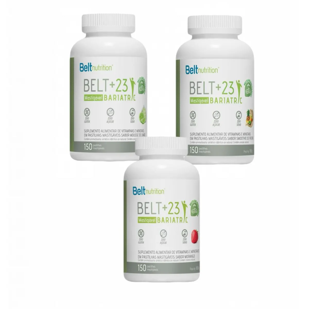 kit 3 Sabores Belt+23 Morango- Smoothie- Limão- Belt Nutrition