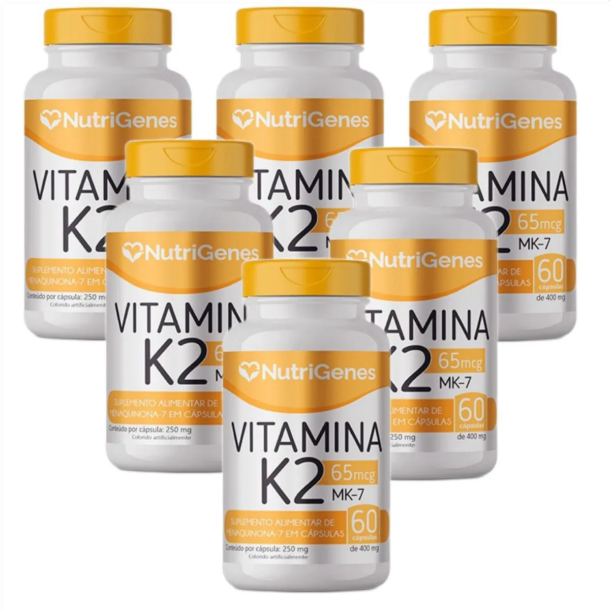6x Vitamina K2 - MK-7 - Nutrigenes - 60 Cápsulas