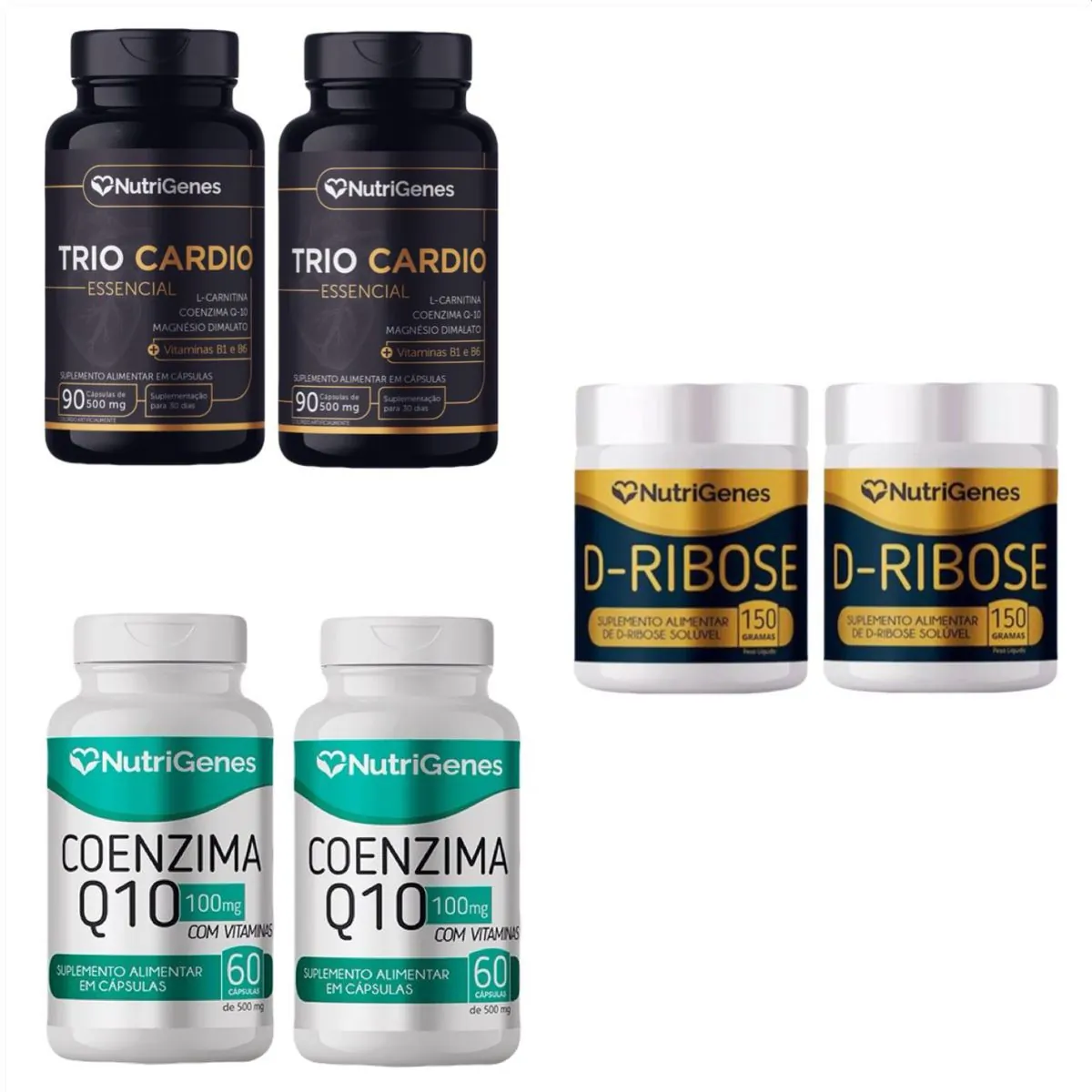 2x Trio Cardio + 2x D Ribose + 2x Coenzima Coq10- Nutrigenes