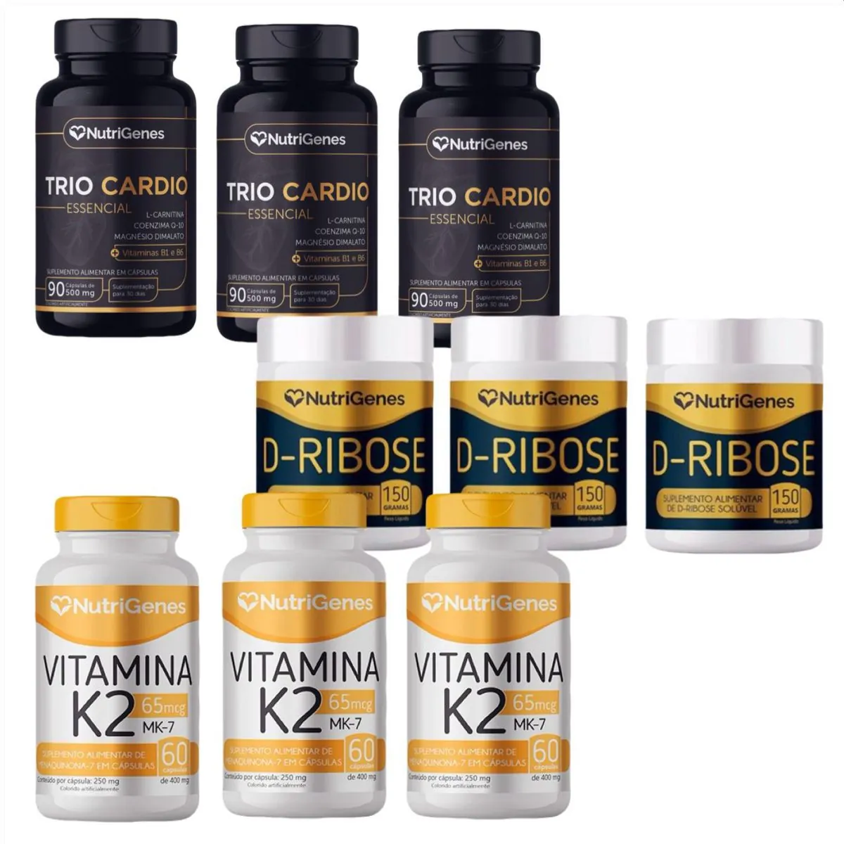 3x Trio Cardio+ 3x D Ribose+ 3x Vitamina K2 MK-7- Nutrigenes