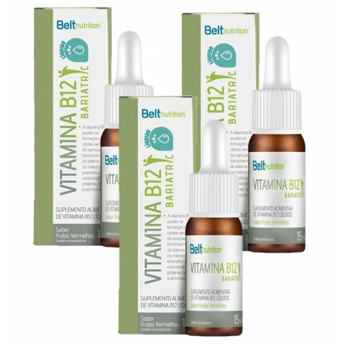 3x Belt B12 Bariatric Líquida- 15 ml- Frutas Vermelhas