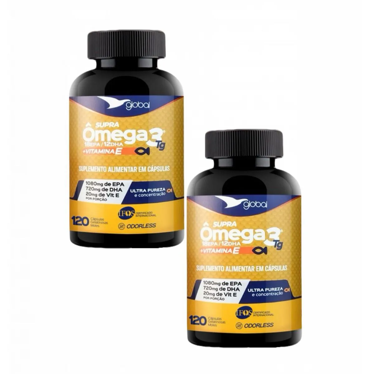2x Supra Ômega 3 T.G- 1080mg EPA- 720mg DHA- Vit.E-120 Caps