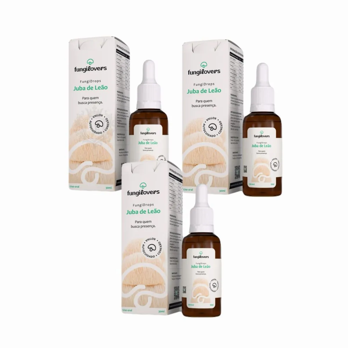 3x Extrato Juba De Leão- Hericium Erinaceus- Lions Mane-30ML Sem Sabor