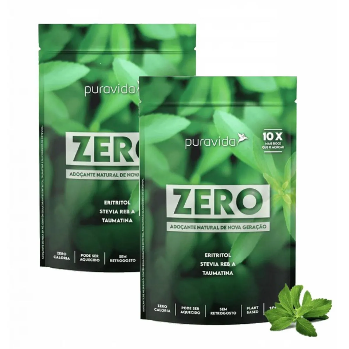 2x Adoçante Zero Premium Puravida-100g- Stevia- Taumatina