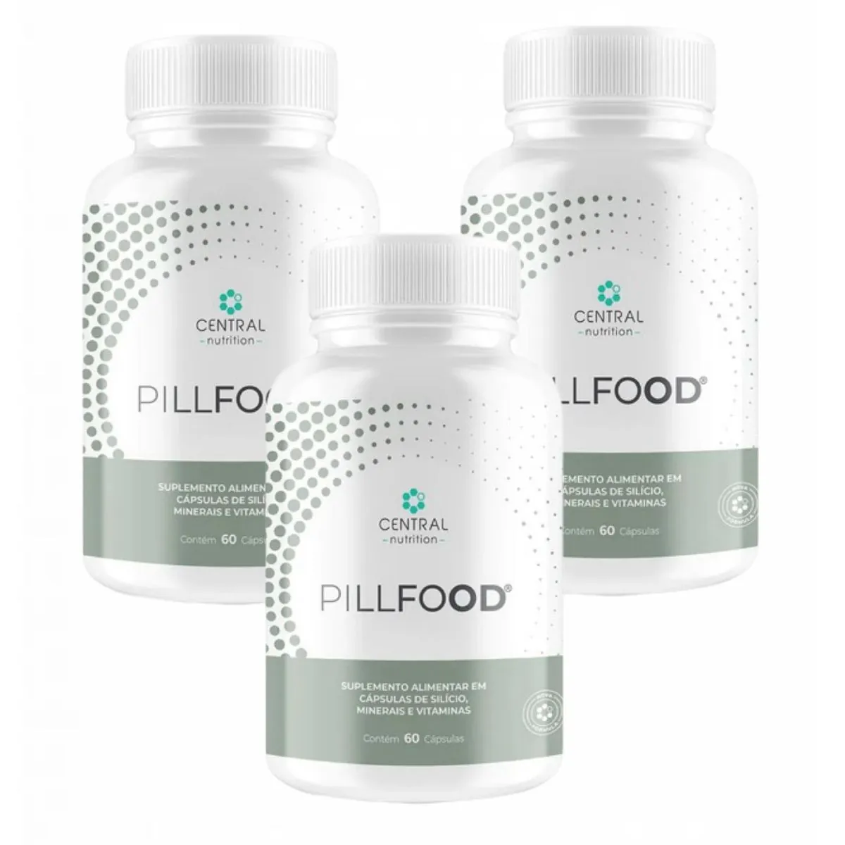 3x Pillfood- Silício Orgânico- Central Nutrition- 60 Cáps. Sem sabor
