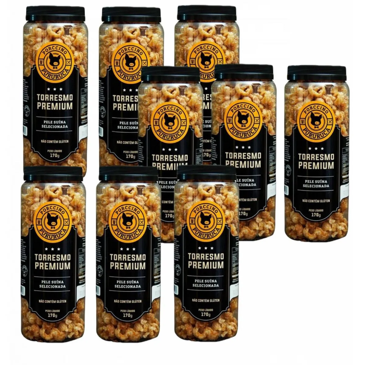 9x Torresmo Pururuca Premium Porccino - 170g