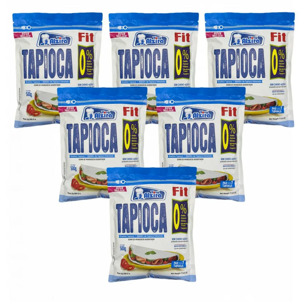 6x Goma De Tapioca Fit Hidratada- Vovó Alzira- 500g