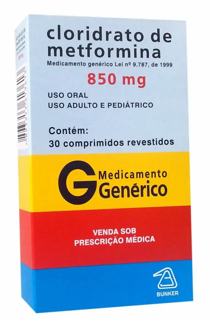 Cloridrato De Metformina 850 Mg 30 Comprimidos Bunker Genérico
