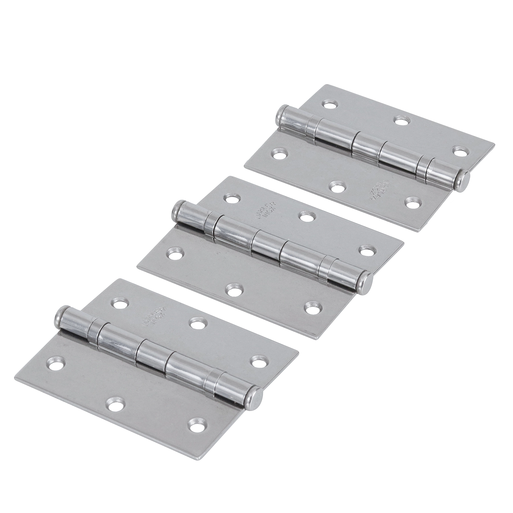 Dobradiças para Móveis com Anel 85mm 3.1/2x3" Inox Polido 3 peças
