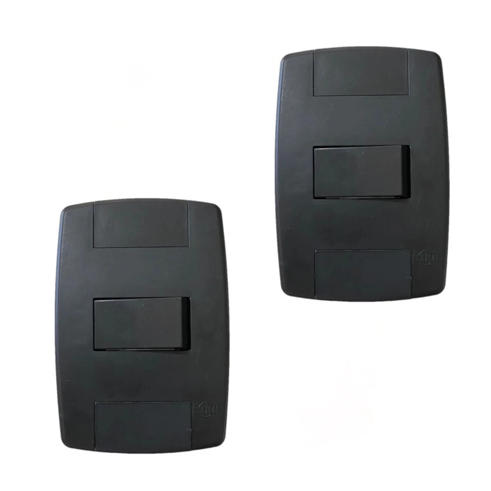 Kit 2 Interruptor Simples Preto 10a 250v Placa 4x2 Ilumi
