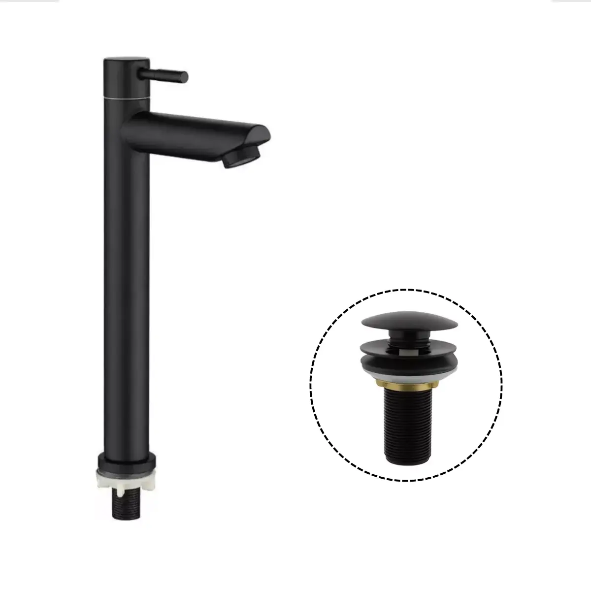 Kit Torneira Banheiro Bica Alta Luxo +valvula Veda Cheiro 7/8"