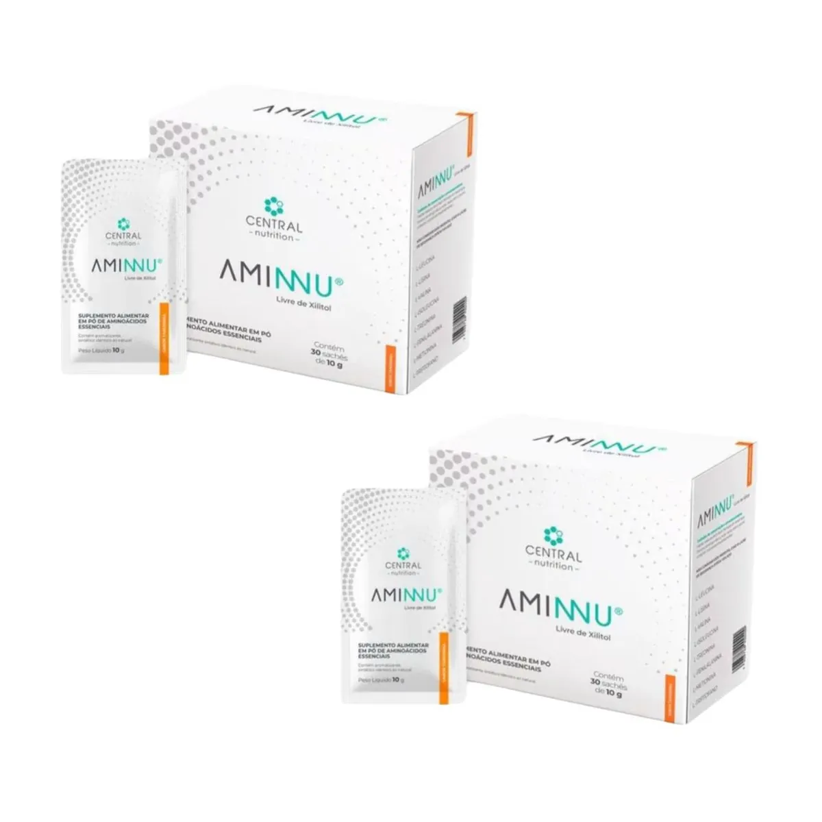 2x Aminnu Sem Xilitol Tangerina- 30 Sachês- Central Nutrition tangerina