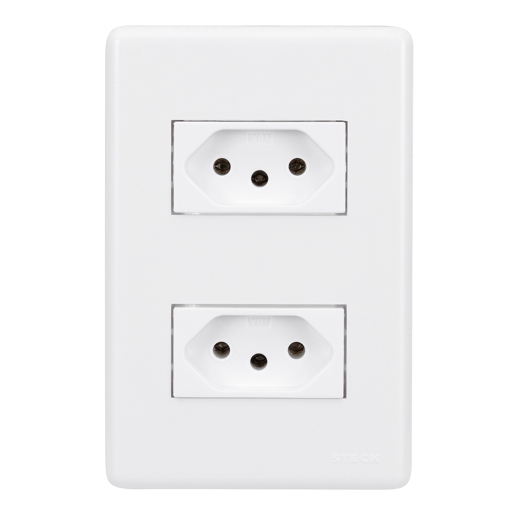 Conjunto 2 Tomadas Energia 10A 4x2 Branco Stella Steck