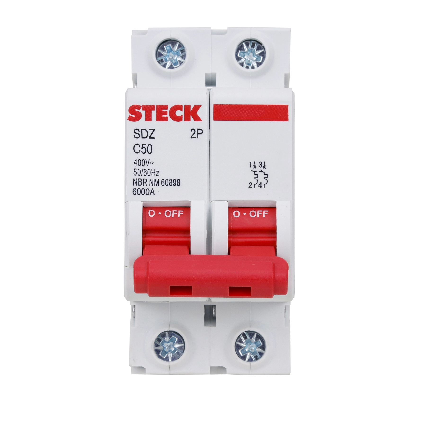 Disjuntor Din 50A 2P Curva C 6KA  Steck