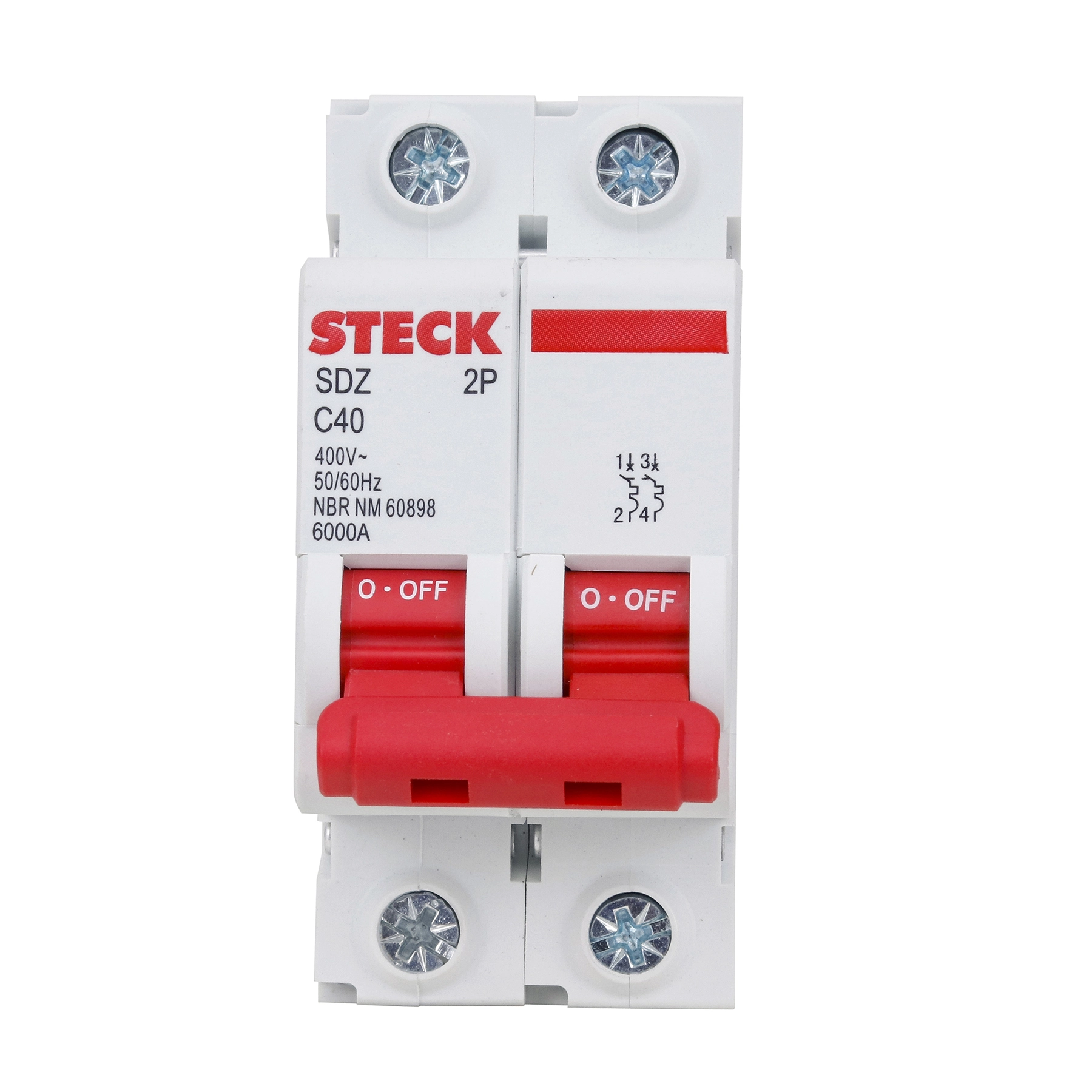 Disjuntor Din 40A 2P Curva C 6KA  Steck