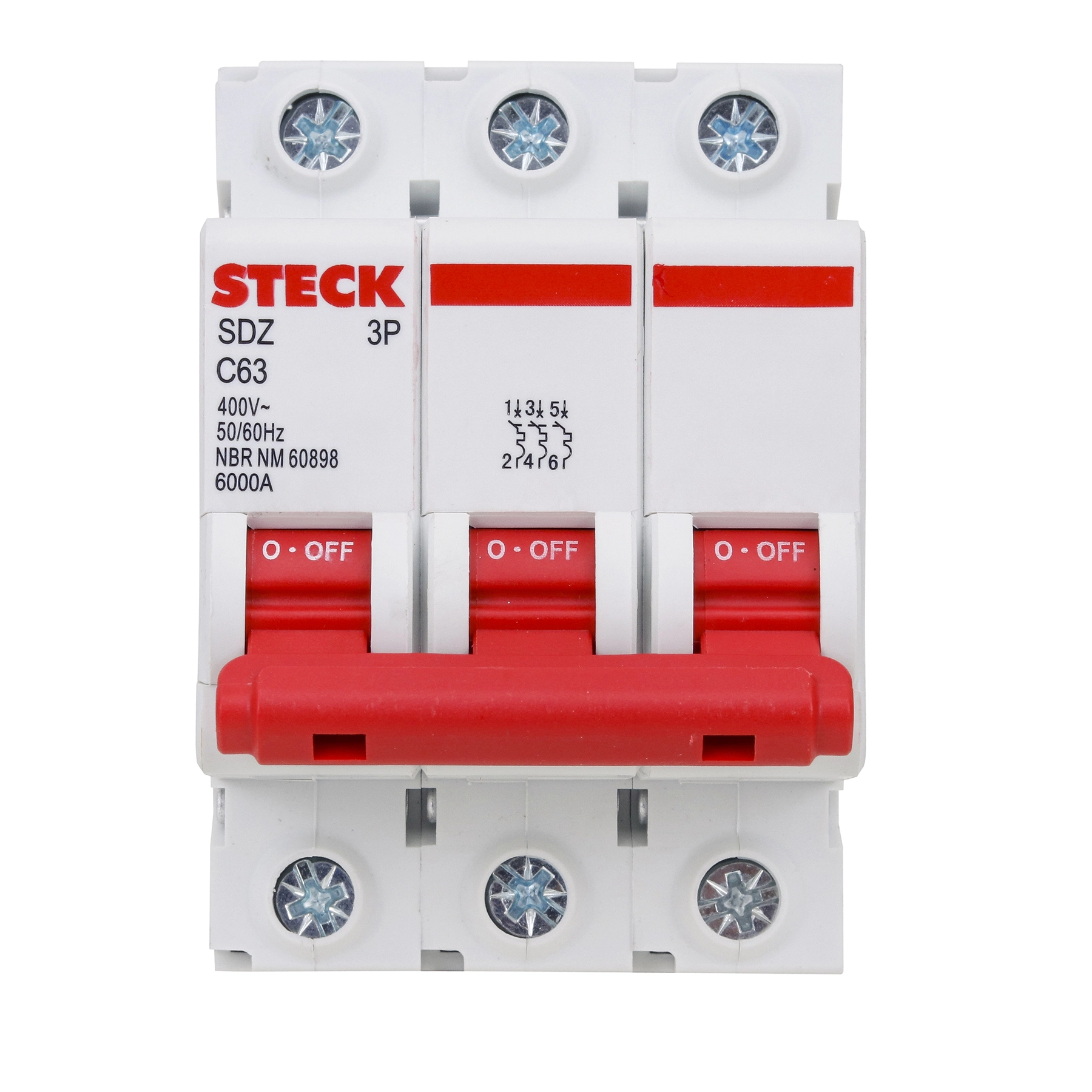 Disjuntor Din 63A 3P Curva C 6KA  Steck