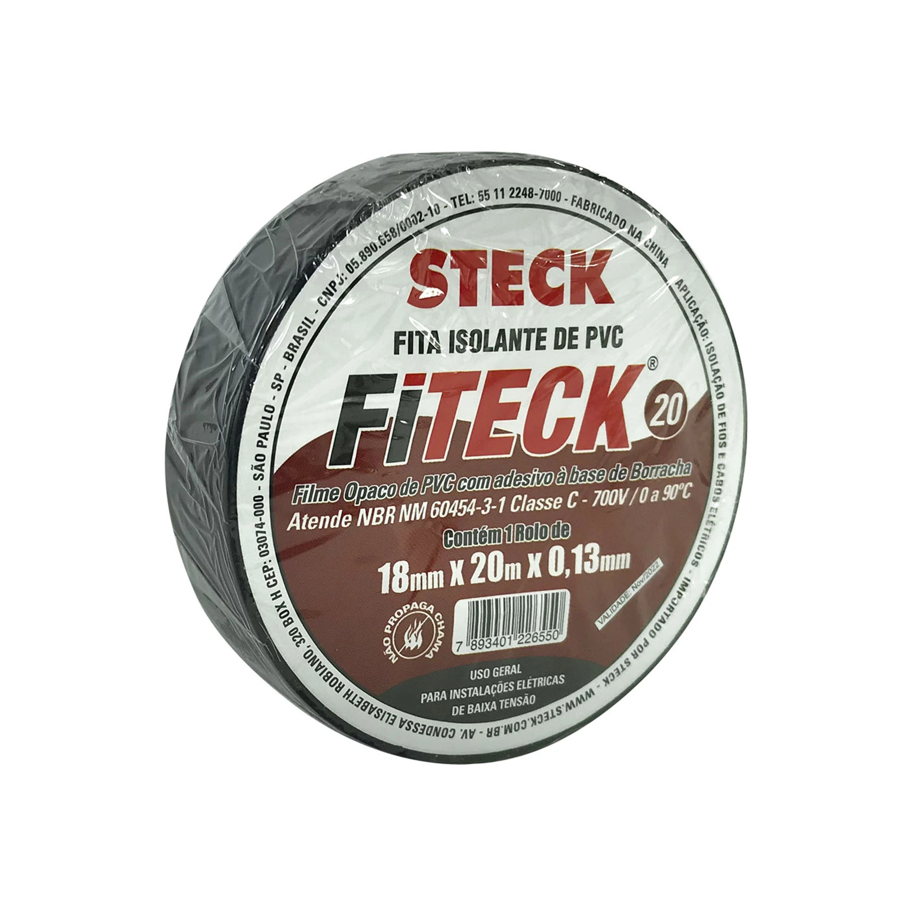 Fita Isolante Pvc Fiteck 18mmx20mx0.13mm 0 90c Steck
