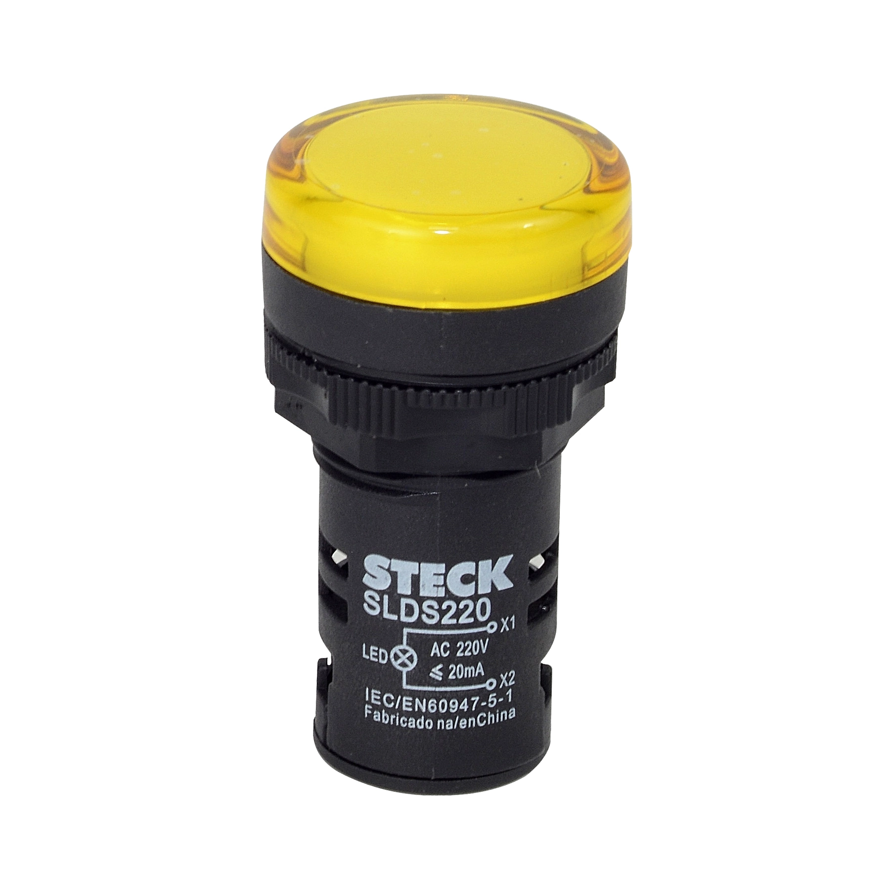 Botão Sinalizador Led 250V (220V) Amarelo Steck