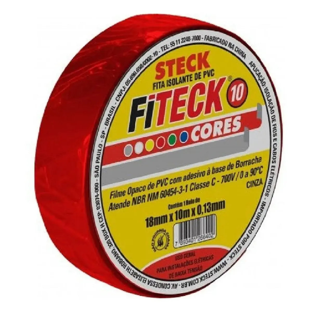 Fita Isolante Vermelha 18mmx10m Steck