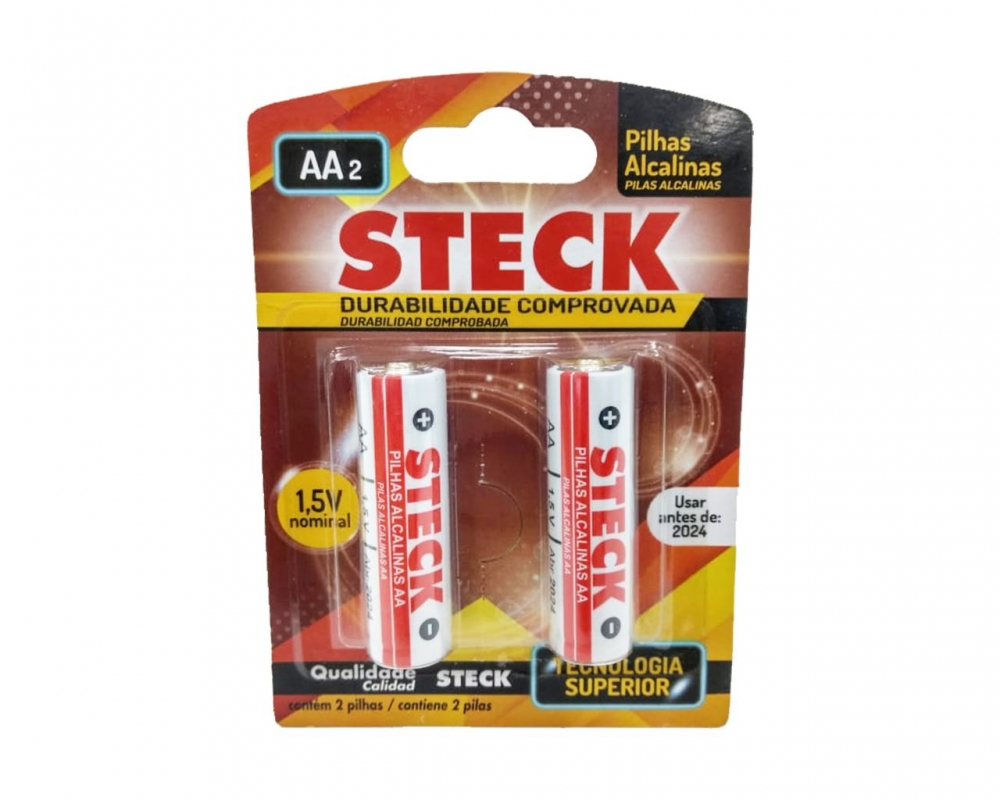 Pilha Steck Alcalina Aa 2pcs Blister