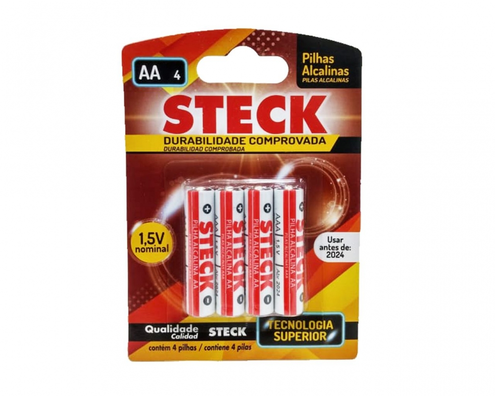Pilha Steck Alcalina Aa 4pcs Blister